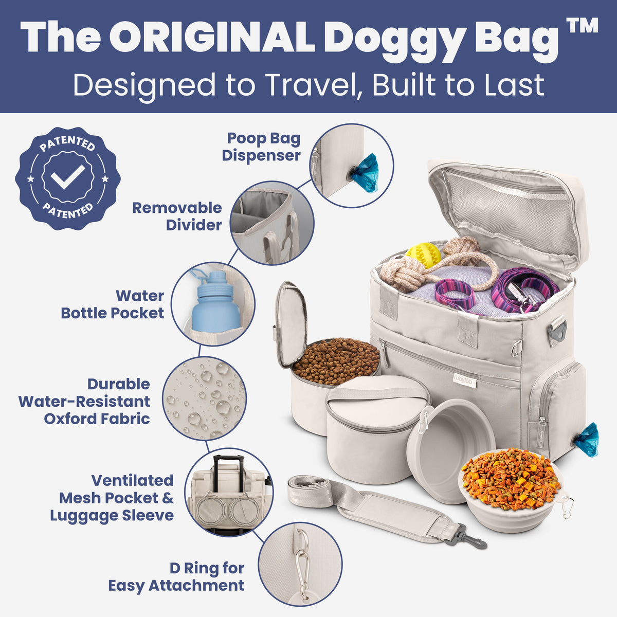 The Original Doggy Bag® Dog Travel Bag for Supplies