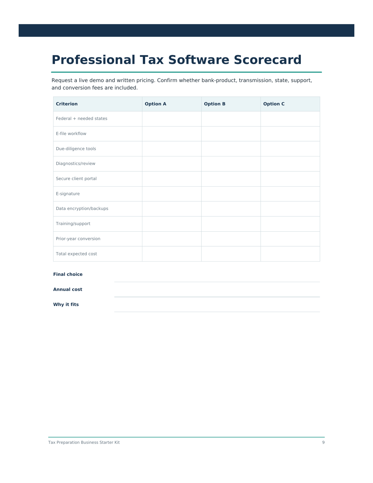 Tax Preparation Business Starter Kit – English & Spanish PDF