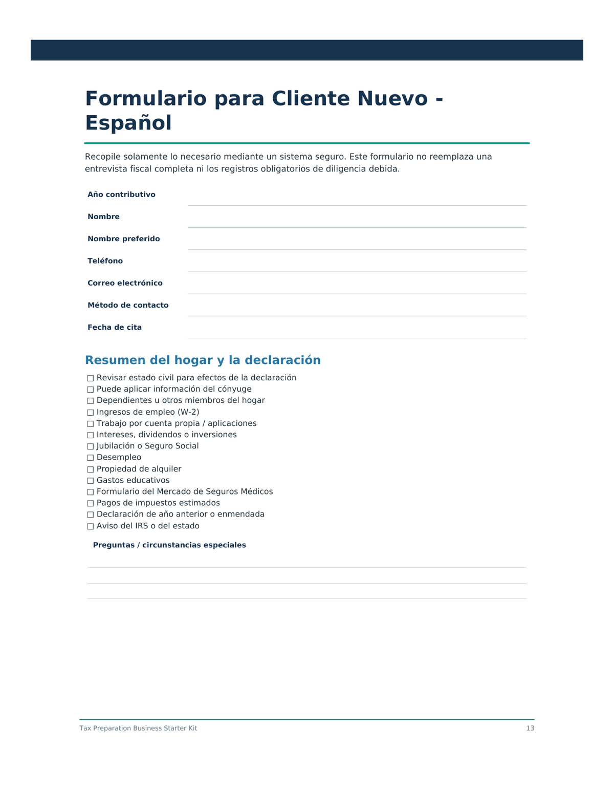 Tax Preparation Business Starter Kit – English & Spanish PDF