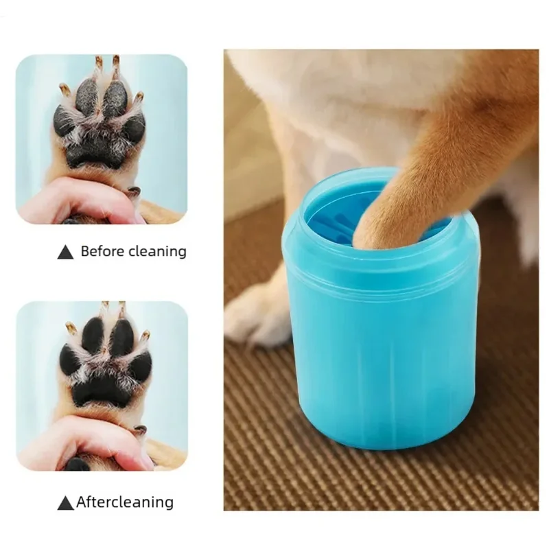 PORTABLE DOG PAW CLEANER CUP WITH SOFT SILICONE BRISTLES