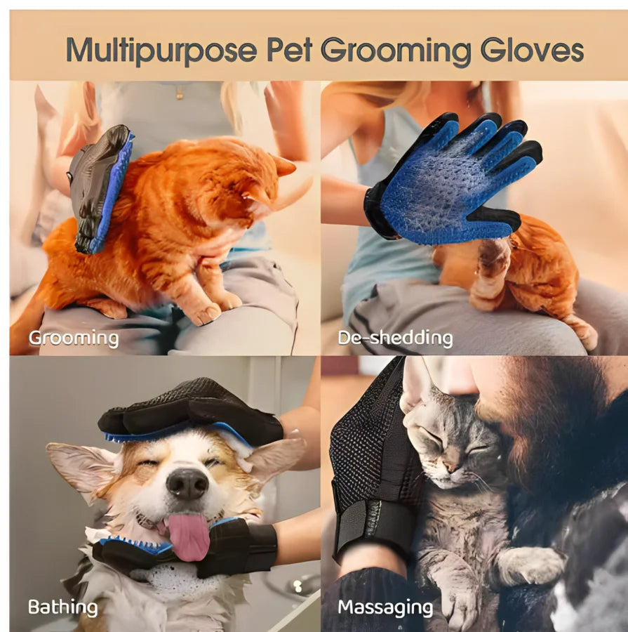 Pet Grooming & Deshedding Glove for Dogs and Cats